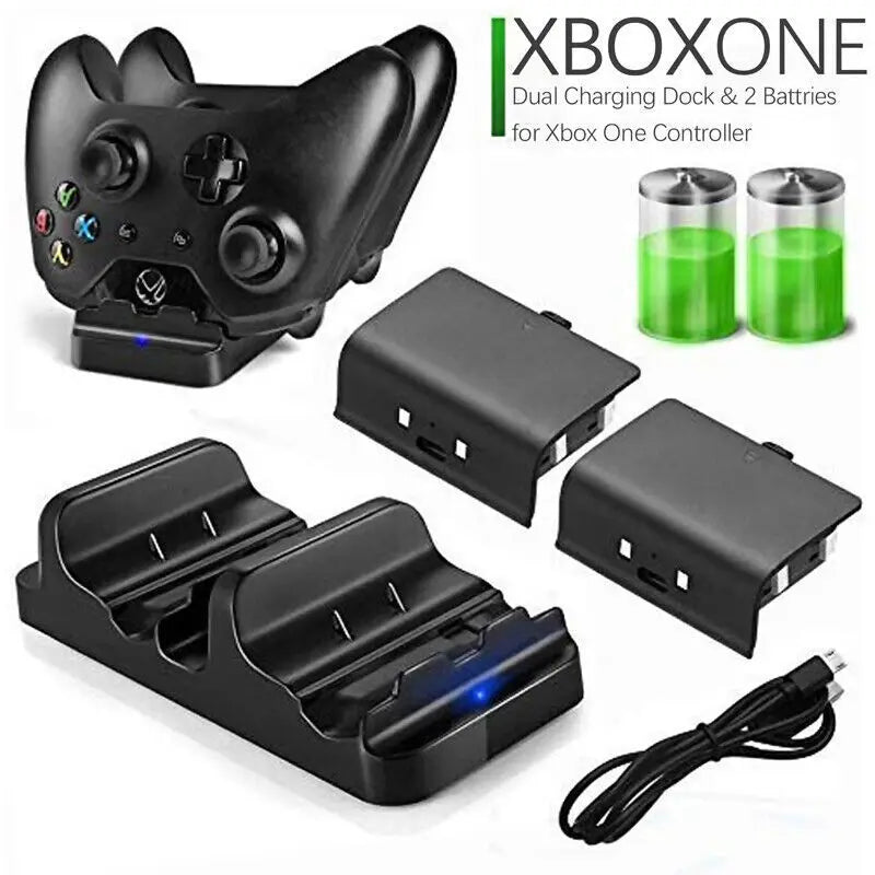 New 1 Set Rechargeable Batteries + Dual Charging Dock Controller Charger for Xbox One Controller Battery Stander